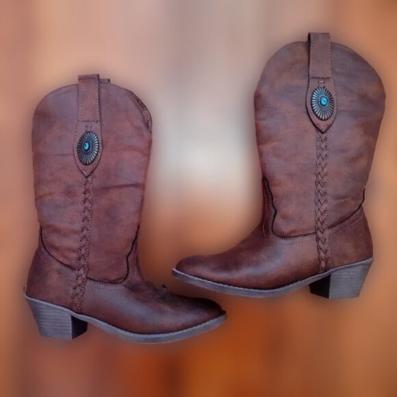 Sugar Shoes - Sugar Terner Brown Western Cowgirl Charm Boots Size 6 | Excellent!!